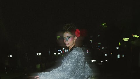 A bold look, quirky yet glam and high fashion that can be worn at Halloween parties by Rashida Pavthiwala