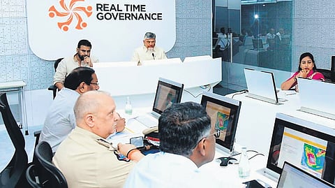 Chief Minister N Chandrababu Naidu and Deputy CM K Pawan Kalyan review cyclone preparedness with officials in anticipation of Cyclone Montha’s impact on Tuesday