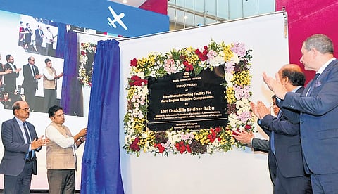 IT & Industries Minister D Sridhar Babu virtually inaugurates the Aero Engine Rotative Components manufacturing facility established by Tata Advanced
Systems Limited and Safran Aircraft Engines at Adibatla