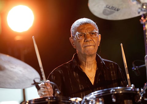 American jazz drummer, pianist, and composer Jack DeJohnette performs at the Five Continents Marseille Jazz festival, in Marseille, southern France on July 18, 2018.