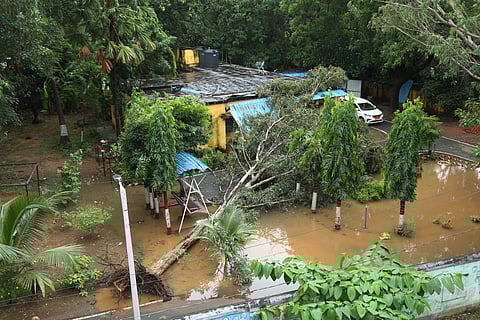 Heavy rain and strong winds lash Visakhapatnam on Tuesday as Cyclone Montha moves closer to the Andhra coast.