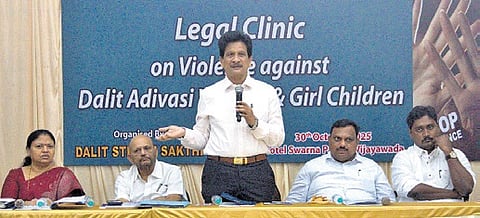Byra Ramakoteswarao, director of prosecutions during the legal clinic on atrocities on Dalit, Adivasi Women and Girl Children organised by Dalit Stree Shakti on Thursday.