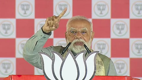 Prime Minister Narendra Modi addresses a public rally in Muzaffarpur, Bihar, on Oct. 30, 2025.