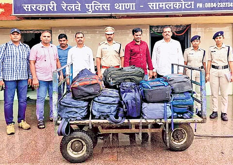 RPF and SCR team personnel crack down on narcotics smuggling under Operation NARCOS in Vijayawada Division.