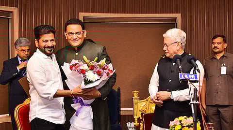 Chief Minister A. Revanth Reddy congratulated Azharuddin on being sworn in as Minister in the State Cabinet.