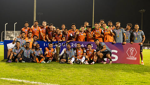 Inter Kashi with the I-League Trophy (Photo | AIFF)
