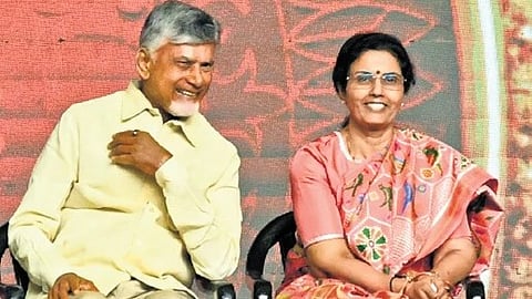 CM Chandrababu Naidu, along with his wife Bhuvaneswari.