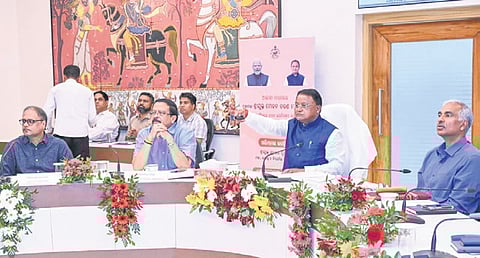 CM Majhi inaugurating the 44 new sub-registrar offices from Lok Seva Bhavan.