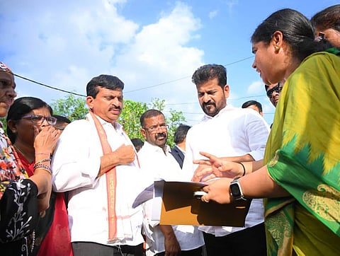 Chief Minister A Revanth Reddy visiting the flood affected areas at Hanumakonda District.