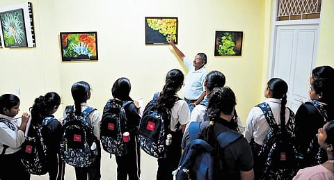 Nagarjuna Sridhara's works, rendered in oil, colour pencil, and watercolour, show meticulous observation and respect for the natural world.