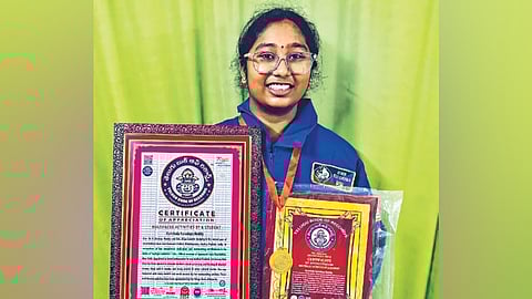 Kyvalya Reddy Kunchala from Nidadavole, East Godavari district, clinched three gold medals in the 25m freestyle, 25m backstroke, and 50m freestyle events, reaffirming her status as one of the region’s most promising swimmers.