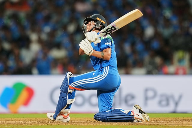 India's Shafali Verma plays a shot during the ICC Women's Cricket World Cup final match between India and South Africa in Navi Mumbai, India, Sunday, Nov. 2, 2025.