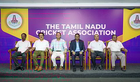 (from left) C Mareeswaran (assistant secretary), R Rangarajan (treasurer), U Bhagwandas Rao (secretary), TJ Srinivasaraj (president), M Kumaresh (vice-president), K Sriram (joint secretary)
