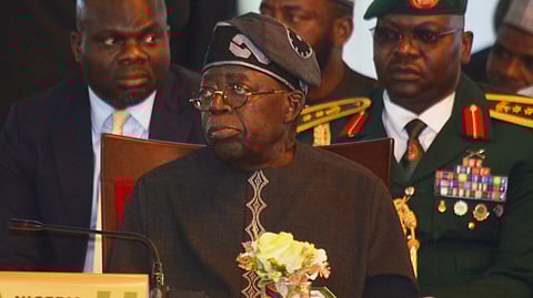 FILE - Nigerian President Bola Ahmed Tinubu attends an ECOWAS meeting in Abuja, Nigeria, Sunday, June 22, 2025.