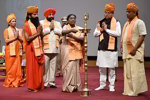 President Droupadi Murmu inaugurating the convocation ceremony at Patanjali University.