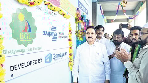 Vijayawada West MLA Sujana Chowdary inaugurating the laboratory at Government Urdu Junior college in Vijayawada.
