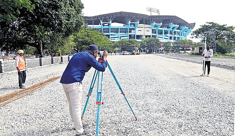 Work in progress at the parking area of JLN Stadium
