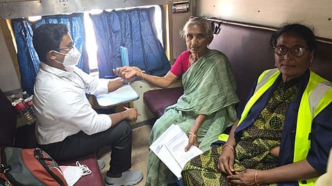 The Guntur Railway division taken a new initiative "Health on Wheels" from Donakonda to Giddaluru and Medical and health services provided to 103 railway staff and their family members on Saturday.