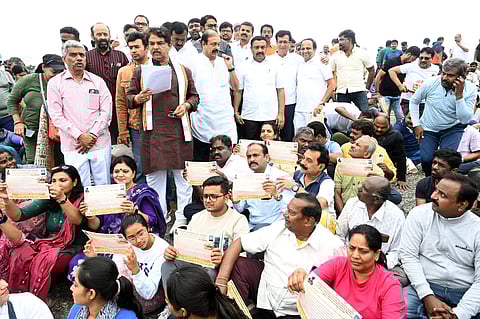 BJP leaders including LOP Ashoka, MP Tejasvi Surya & others visited Lalbagh. They said tunnel project is disastrous & it has to be scrapped in Bengaluru on Sunday.