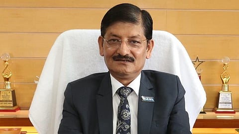 Tribhuwan Adhikari, Managing Director and CEO of LIC HFL, during a press interaction in Visakhapatnam on Monday.