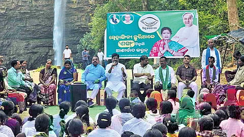 BJD leaders at the meeting in Bharuamunda in Nuapada block