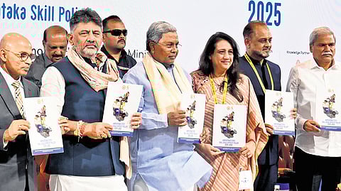 CM Siddaramaiah, DCM DK Shivakumar, and Minister for Skill Development, Entrepreneurship & Livelihood Dr Sharan Prakash Patil, among others, inaugurate the first edition of Bengaluru Skill Summit on Tuesday.