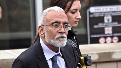 Subramanyam “Subu” Vedam walks outside the Centre County Courthouse in Bellefonte, Pa, on Feb. 6, 2025, during a hearing over new evidence uncovered in his 1983 murder case.
