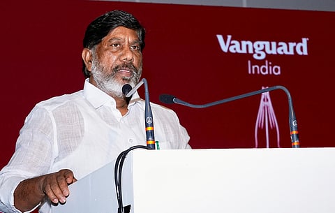 Deputy Chief Minister Mallu Bhatti Vikramarka during the inauguration of the Vanguard New India Global Value Centre (GVC) at Knowledge Park, Hitec City,