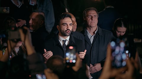 New York mayoral candidate Zohran Mamdani speaks at Dutch Kills Playground on Monday, Nov. 3, 2025, in the Queens borough of New York.