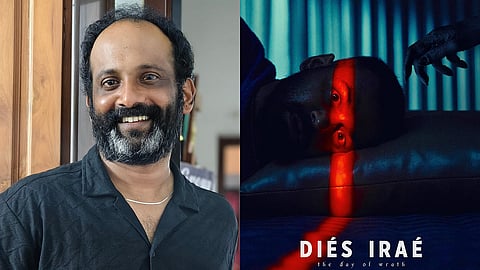 Jibin Gopinath (L), Poster of Pranav Mohanlal-Rahul Sadasivan's Dies Irae (R)