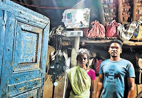 The house of a tribal family in Gudem hamlet of ASR district with new electricity connection.