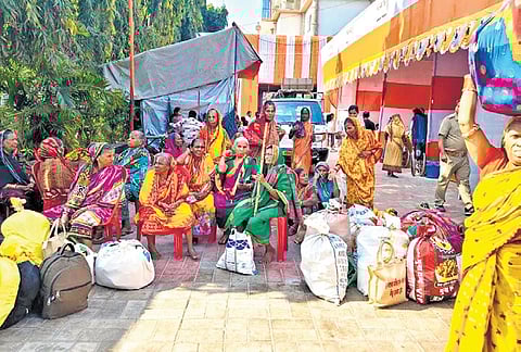 Habisyalis waiting at the camp gate in Puri to return home on Wednesday