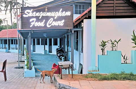 The newly inaugurated Shankhumukham food court lies deserted, as shops are yet to begin operations