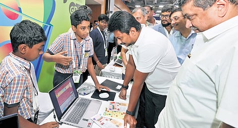 Dy CM Udhayanidhi Stalin, Minister Palanivel Thiaga Rajan at the 17th India Game Developer Conference held at Chennai Trade Centre on Thursday