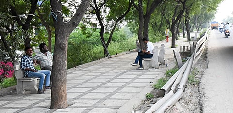 Work on the park along the Karur bypass overbridge began in 2024