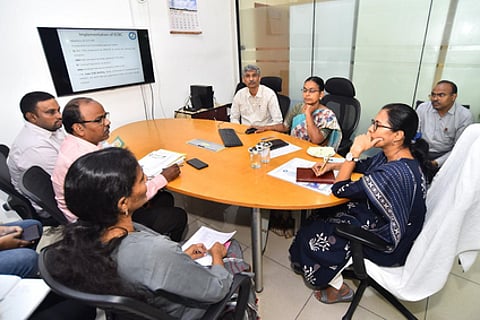 S Nagalakshmi, Managing Director of APGENCO and Chief Executive Officer of the Andhra Pradesh State Energy Conservation Mission (APSECM) in a meeting.