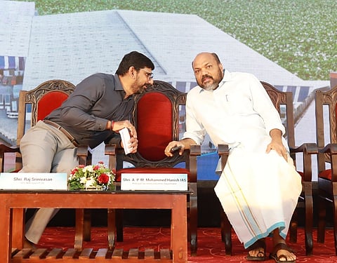 Raj Sreenivasan, CEO, NDR Spaces Pvt. Ltd with Industries Minister P Rajeeve.