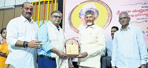 CM Naidu during 125th birth anniversary of Acharya NG Ranga on Friday.
