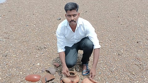 Immanuel conducts independent research along the Thenpennai riverbed to study civilisations that once flourished on its banks.