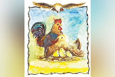 The artwork of Vaiga V K, a Class IX student of Government Ganapath Vocational Higher Secondary School, Feroke, has been selected for this year’s Children’s Day stamp