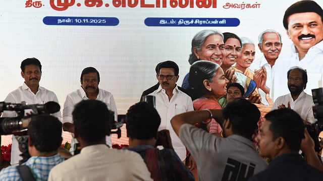 Chief Minister M K Stalin at the launch of 'Anbucholai' scheme.