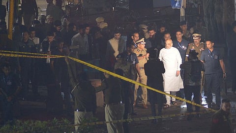 Union Home Minister Amit Shah visiting the Red Fort blast site on Monday, Nov 10, 2025.