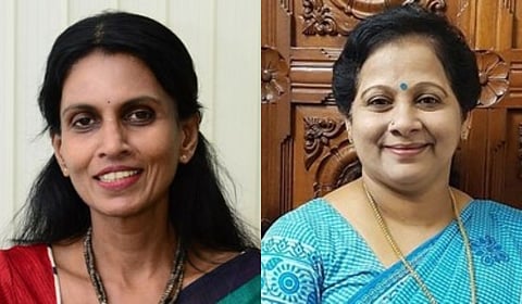 Former DGP R Sreelekha (L) and athlete Padmini Thomas.