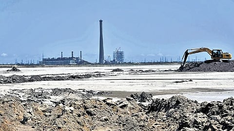 The dried-up fly ash pond of Vallur Thermal Power Station in N Chennai