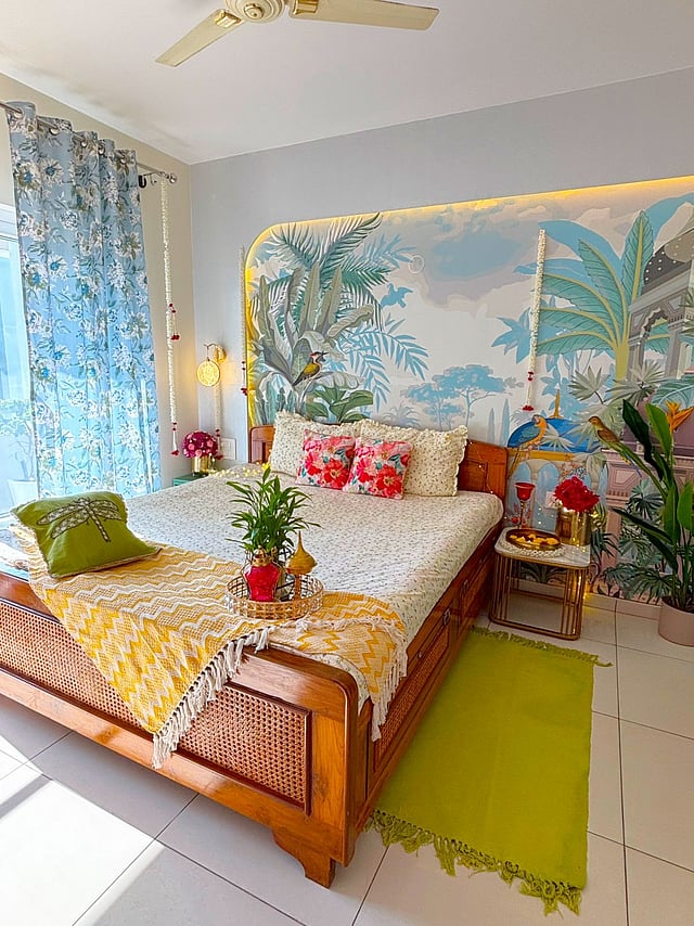 Curtains complimenting the backdrop, styled by Ananya Indu