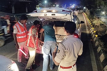 Police checking a vehicle in capital city in the wake of Delhi blast on Monday.