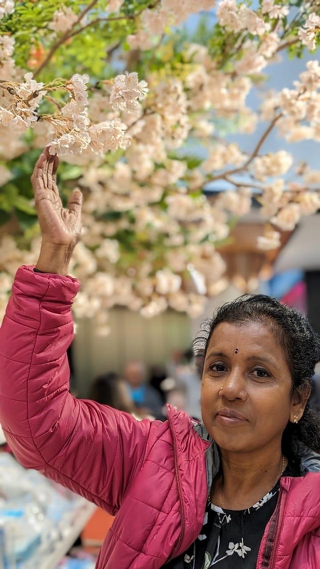 Kalpana enjoying the flora of Japan in 2024