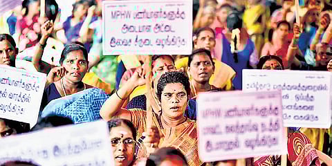 Demanding pay hike, RCHS workers staged a hunger strike in Egmore in August.