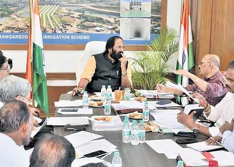 Irrigation & Civil Supplies Minister N Uttam Kumar Reddy chaired a review meeting at Dr B R Ambedkar Telangana Secretariat to assess the progress of rehabilitation works and review coordination with the Central Water Commission (CWC).