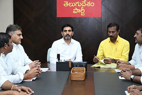 Minister for IT Nara Lokesh along with partys state president Palla Srinivasa Rao held a meeting with zonal coordinators on Tuesday.